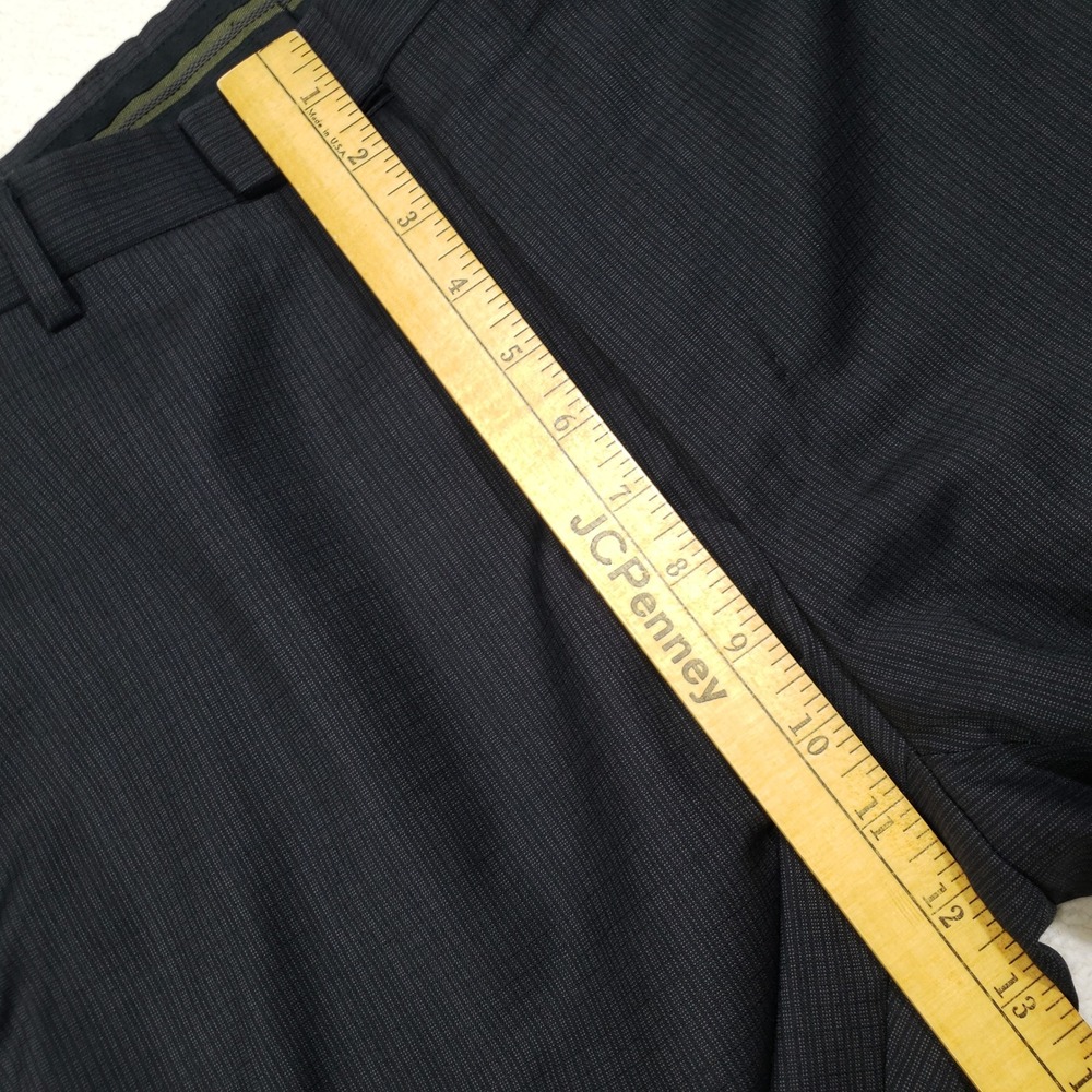 Z Zegna Suit Trousers Men 56R (38W) Gray Wool Micro-Check Flat Front Dress Pants - Picture 7 of 13